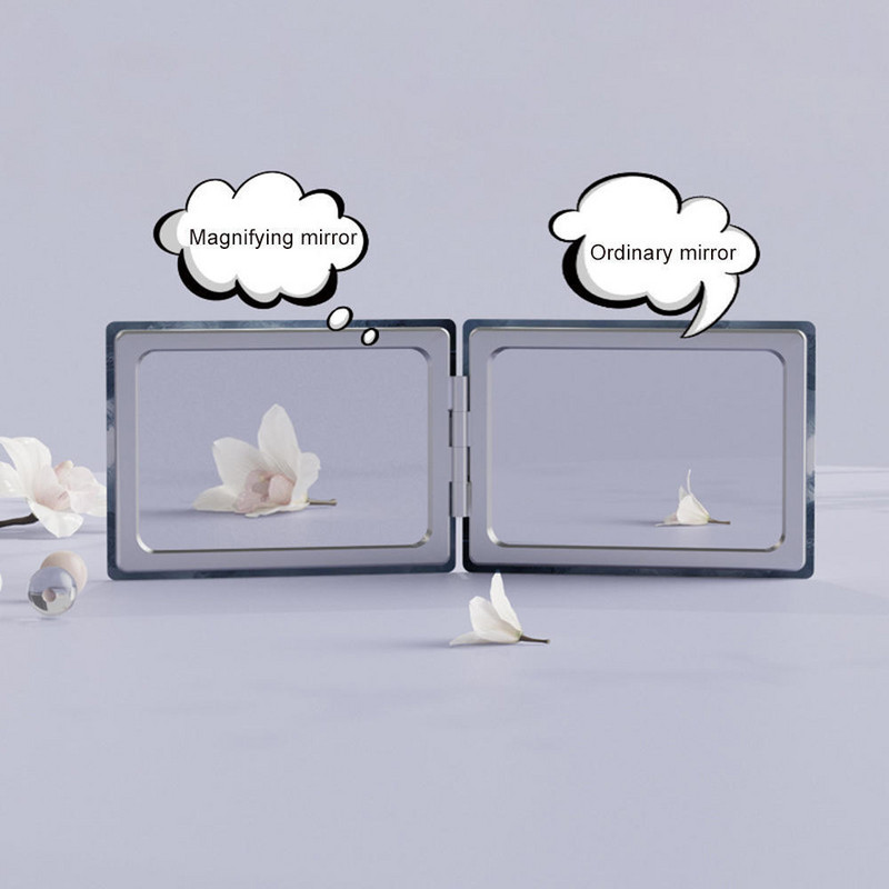 Pārnēsājams saliekams spogulis abpusējs mini grima spogulis ar palielinājumu salokāms kabatas ceļojumu skaistumkopšanas kosmētikas rīks meitenēm