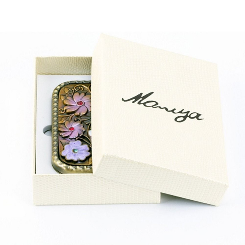 Eiropas retro metāla retro pārnēsājams mazs spoguļkabatas salokāms divpusējs kosmētikas spogulis Taisnstūra spogulis pārģērbšanās spogulis