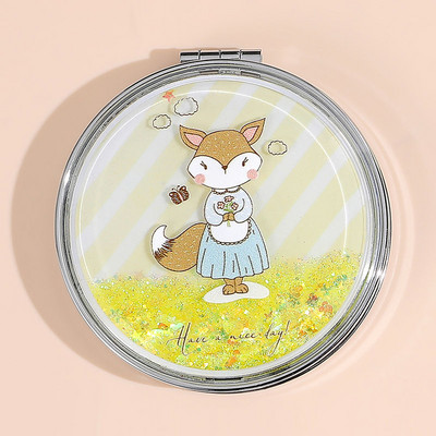 Quicksand Smink Kerek Tükör Aranyos Lányos Rajzfilm Kétoldalas Tükör Hordozható sminktükör Kreatív lakberendezési kiegészítők