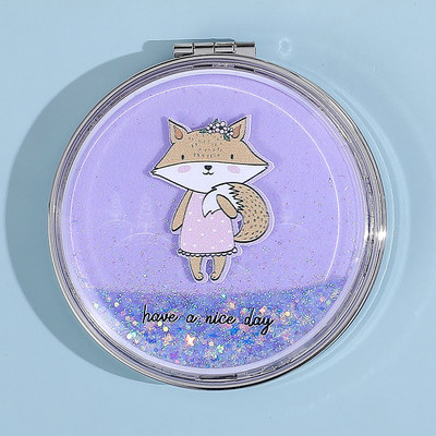 Quicksand Smink Kerek Tükör Aranyos Lányos Rajzfilm Kétoldalas Tükör Hordozható sminktükör Kreatív lakberendezési kiegészítők