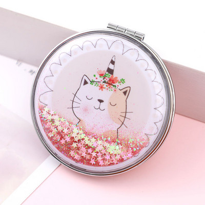 Quicksand Smink Kerek Tükör Aranyos Lányos Rajzfilm Kétoldalas Tükör Hordozható sminktükör Kreatív lakberendezési kiegészítők