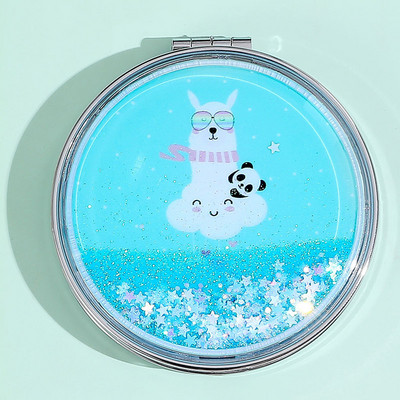 Quicksand Smink Kerek Tükör Aranyos Lányos Rajzfilm Kétoldalas Tükör Hordozható sminktükör Kreatív lakberendezési kiegészítők