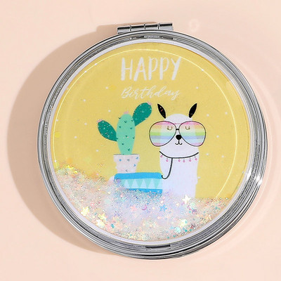 Quicksand Smink Kerek Tükör Aranyos Lányos Rajzfilm Kétoldalas Tükör Hordozható sminktükör Kreatív lakberendezési kiegészítők