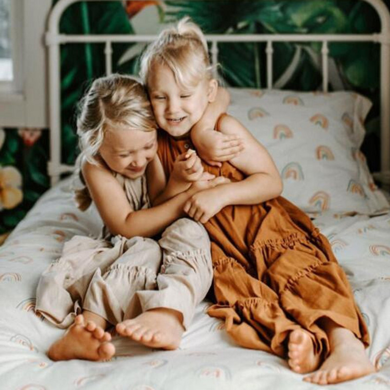 Meiteņu pludmales kleita Vasaras vintage pārklājuma svārku kleita meitenēm Apģērbi Elpojošs Lins Kokvilnas Toddler Meiteņu Boho Kleita 1-7G