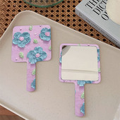 Vīna ziedu rokas grima spogulis kvadrātveida tualetes spogulis ar rokturi rokas spogulis SPA salons kompakti spoguļi skropstu pieaudzēšanai