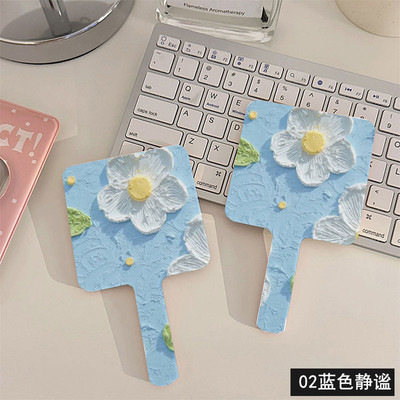 Vīna ziedu rokas grima spogulis kvadrātveida tualetes spogulis ar rokturi rokas spogulis SPA salons kompakti spoguļi skropstu pieaudzēšanai