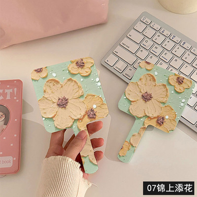 Vīna ziedu rokas grima spogulis kvadrātveida tualetes spogulis ar rokturi rokas spogulis SPA salons kompakti spoguļi skropstu pieaudzēšanai