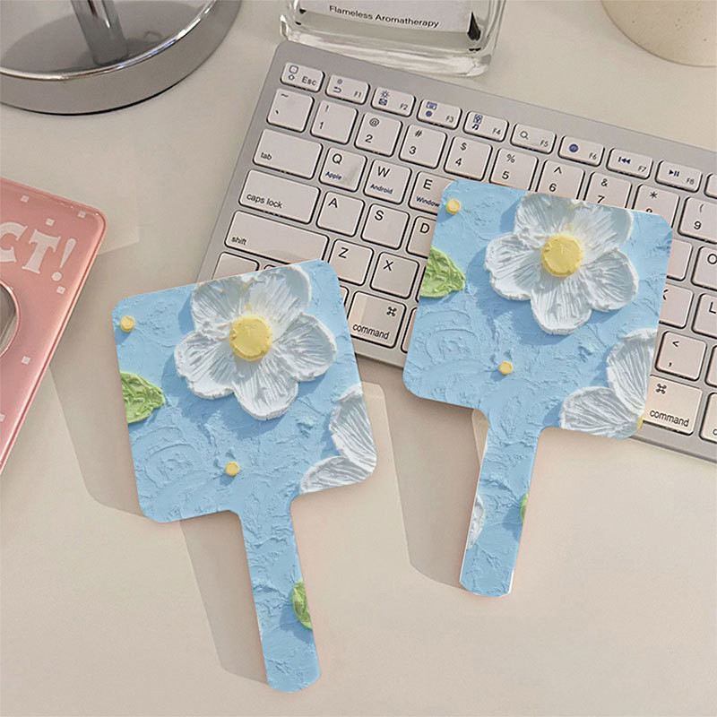 Vīna ziedu rokas grima spogulis kvadrātveida tualetes spogulis ar rokturi rokas spogulis SPA salons kompakti spoguļi skropstu pieaudzēšanai