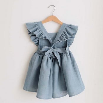 Лятна рокля за малко момиченце 100% памук с волани Бебешка рокля Рокля за бебета Дрехи за сестра