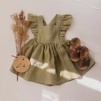 Γαλλία Βρεφικά βρεφικά κοριτσάκια Βαμβακερό φόρεμα μουσελίνα αμάνικο βολάν Μόδα Βρεφικά ρούχα
