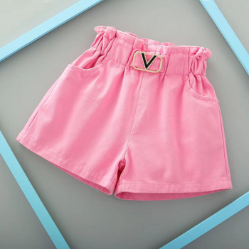 2-14 г. Летни детски къси панталони за бебета и момичета Едноцветни 4-цветни къси панталони с висока еластична талия за деца за момичета
