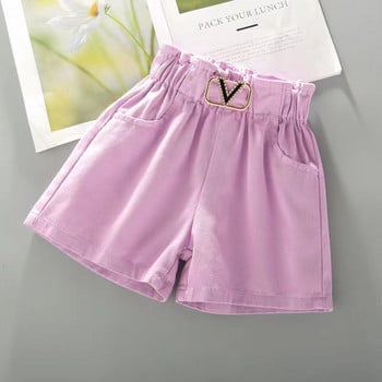 2-14 г. Летни детски къси панталони за бебета и момичета Едноцветни 4-цветни къси панталони с висока еластична талия за деца за момичета