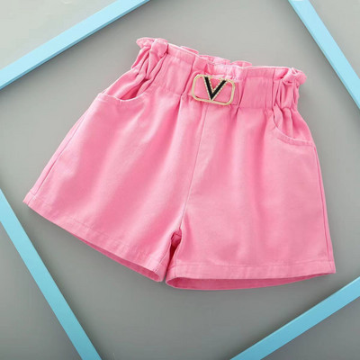 2-14 év közötti nyári tipegő gyerekek baba lány rövidnadrágok lányok tömör 4 színű magas elasztikus derekú V- rövid nadrág gyerekeknek