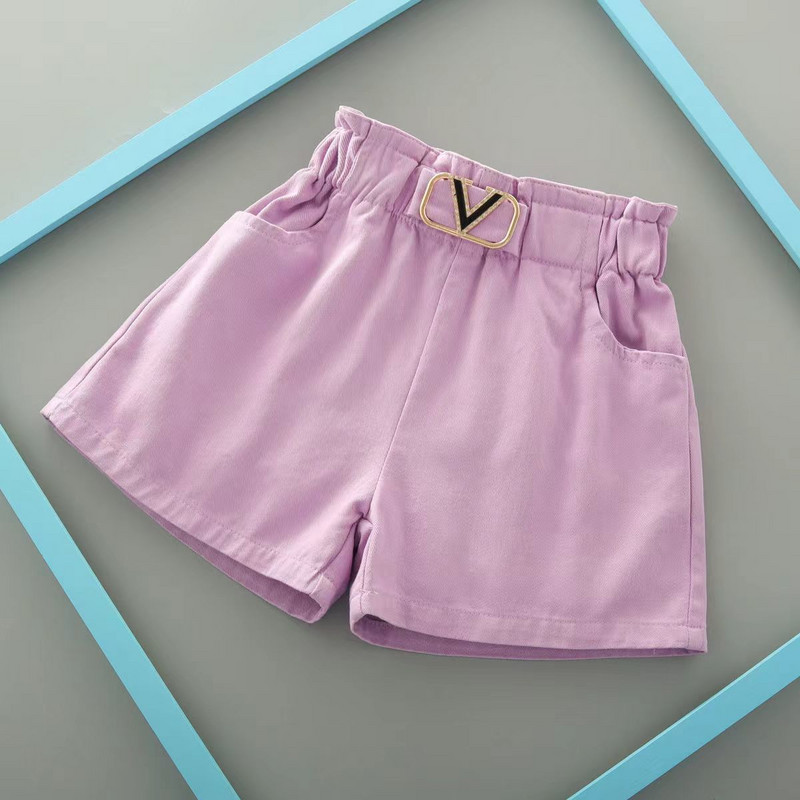2-14 év közötti nyári tipegő gyerekek baba lány rövidnadrágok lányok tömör 4 színű magas elasztikus derekú V- rövid nadrág gyerekeknek