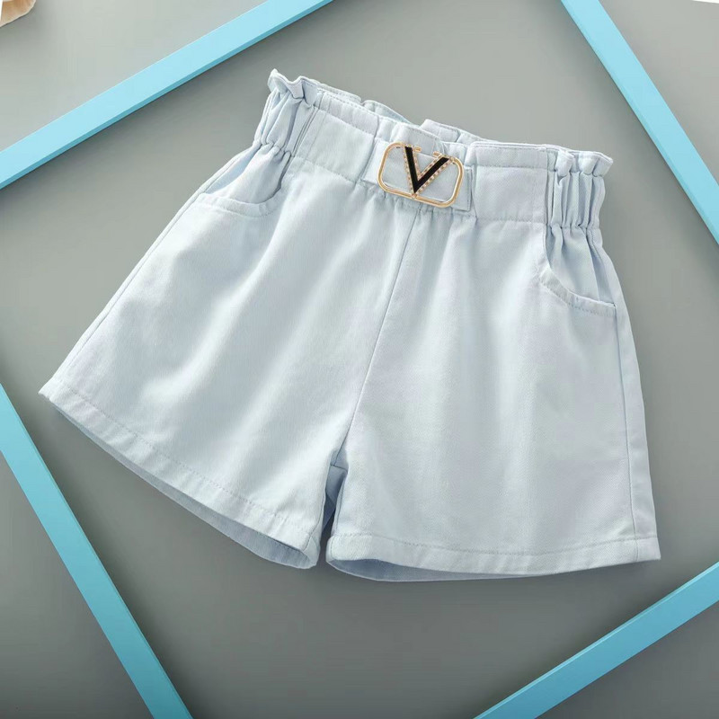 2-14 év közötti nyári tipegő gyerekek baba lány rövidnadrágok lányok tömör 4 színű magas elasztikus derekú V- rövid nadrág gyerekeknek