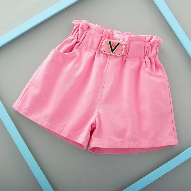 2-14 év közötti nyári tipegő gyerekek baba lány rövidnadrágok lányok tömör 4 színű magas elasztikus derekú V- rövid nadrág gyerekeknek