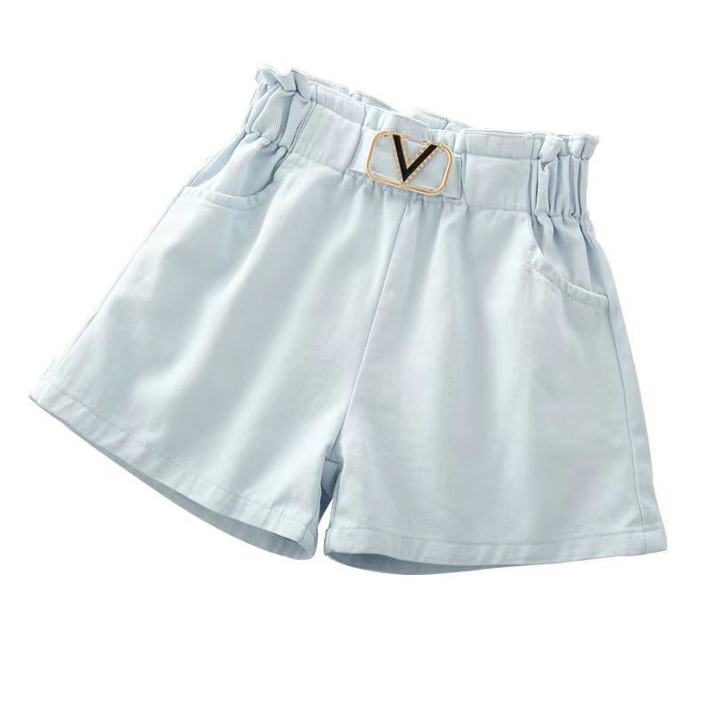 2-14 év közötti nyári tipegő gyerekek baba lány rövidnadrágok lányok tömör 4 színű magas elasztikus derekú V- rövid nadrág gyerekeknek