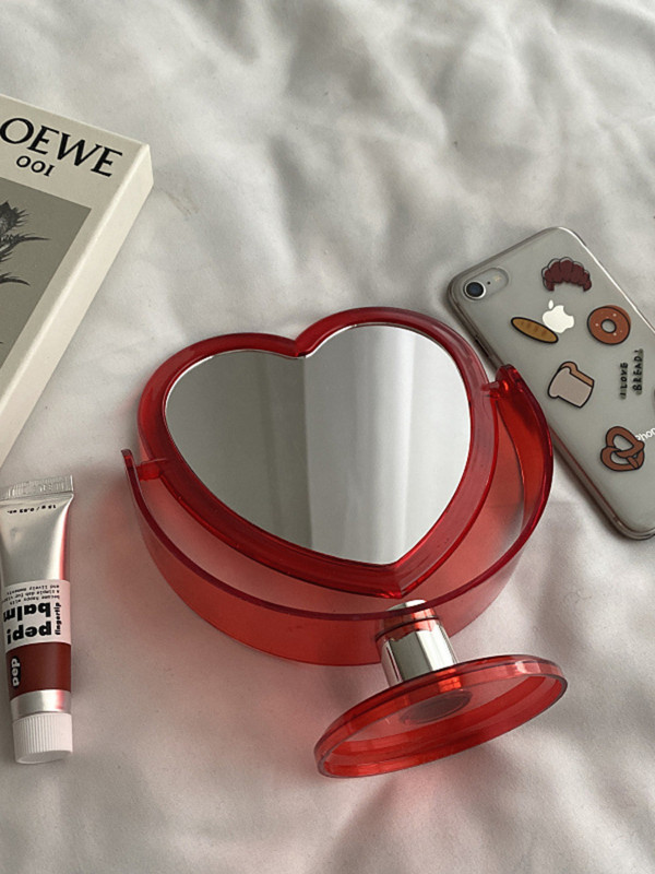 Ins kozmetičko ogledalo u korejskom stilu u obliku srca, akrilno prozirno postolje, ogledalo za šminku, dvostrano stolno ogledalo za kućnu spavaću sobu