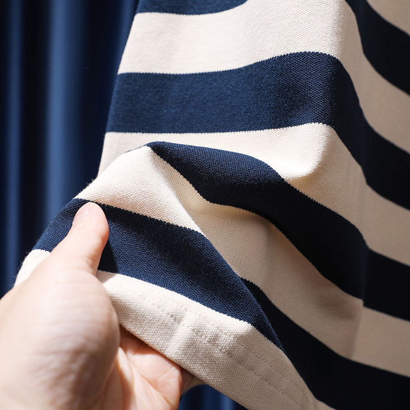 Új nyári baba lány ruha divat csíkos Diák POLO ruha gyerek Kontrasztos színek lehajtható galléros hercegnő ruha