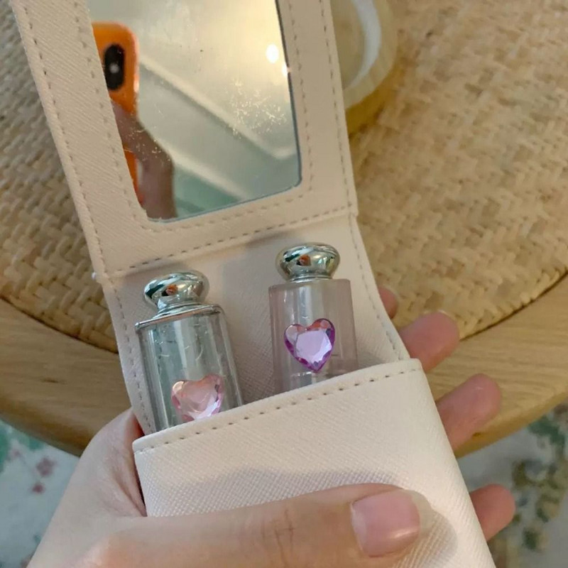 Védő rúzstáska tükörrel Mini Little Bear Professzionális kozmetikai tároló doboz Aranyos rajzfilm sminkgyűjtemény táska lány