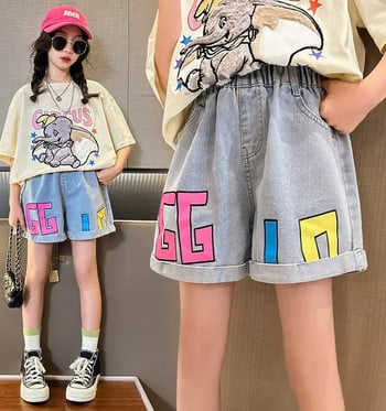 Παιδικά κοριτσίστικα τζιν σορτς 2023 Νέα άφιξη Παιδικά μπλε καλοκαιρινά τζιν σορτς Εφηβικά κορίτσια Casual φαρδιά κοντό παντελόνι Βαμβακερό ρούχο