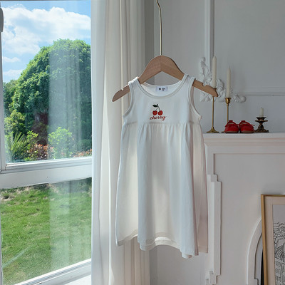 Ikdienas meiteņu kleita ar augļu apdruku Vasaras kleitas Bērnu apģērbi Korejas stila ikdienas kleita Apģērbs Sweet Girl Pidžamas Mājas apģērbs