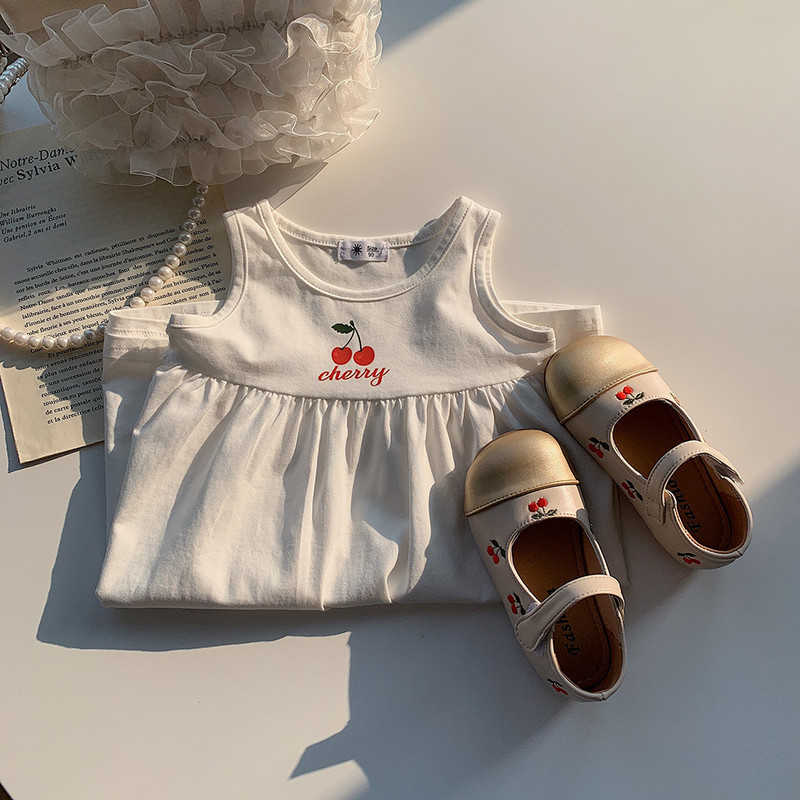 Ikdienas meiteņu kleita ar augļu apdruku Vasaras kleitas Bērnu apģērbi Korejas stila ikdienas kleita Apģērbs Sweet Girl Pidžamas Mājas apģērbs