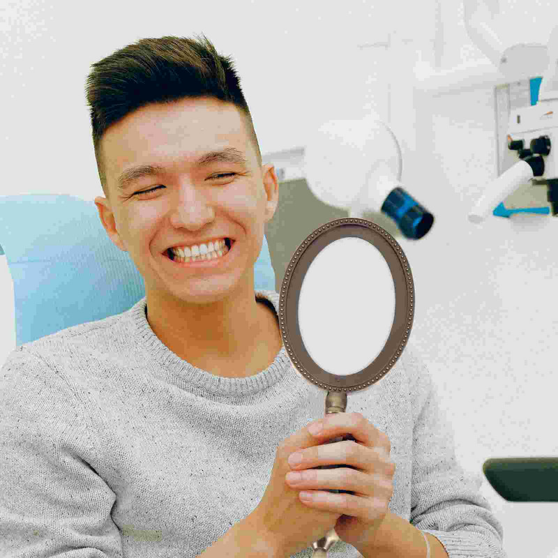 Vintage vasevärvi käeshoitav peegel Isiklik ovaalne käepeegel Kosmeetiline sirge käepidemega peegel SPA salongi meigitasku jaoks