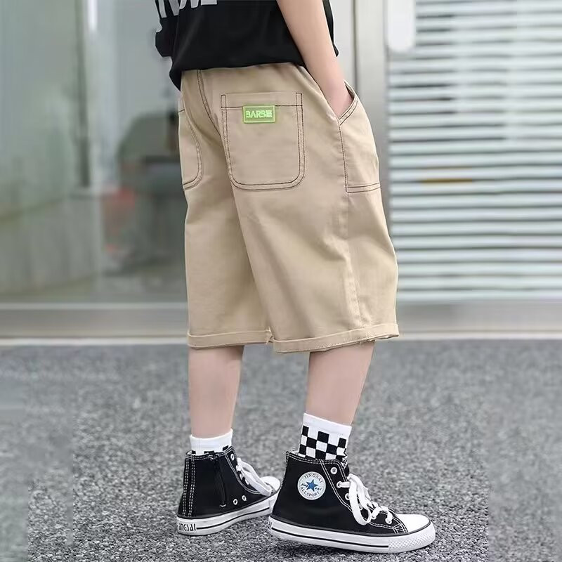 Vasaras zēnu kokvilnas šorti ikdienas ikdienas zilas sporta īsās bikses High Street Fashion Bērnu apģērbi Zēnu Bikses Jaunums 2024