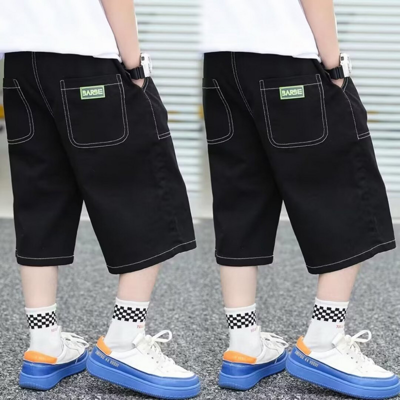 Vasaras zēnu kokvilnas šorti ikdienas ikdienas zilas sporta īsās bikses High Street Fashion Bērnu apģērbi Zēnu Bikses Jaunums 2024
