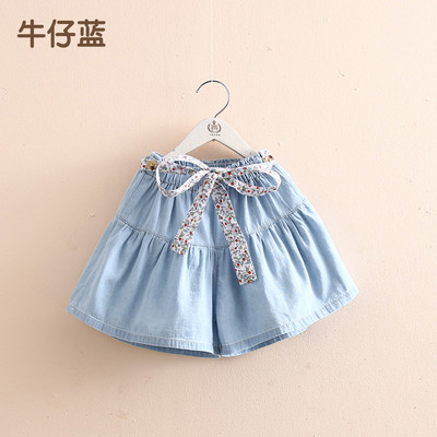 2024. gada karstā vasaras mode Jaunums 3 4 5 6 7 8 9 10 11 12 gadi, mazulis, bērns, vienkrāsains, kokvilna, brīvi bērni, meitenēm, džinsa šorti ar jostu