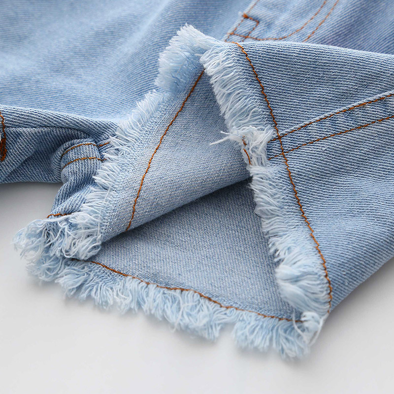 2024. gada karstā vasara, jauns ikdienišķs 2 3 4 5 6 8 10 12 gadu mazulis, pusaudzis, bērni, zili balti, izšuvumi, mazi bērni, meitenes, džinsa šorti