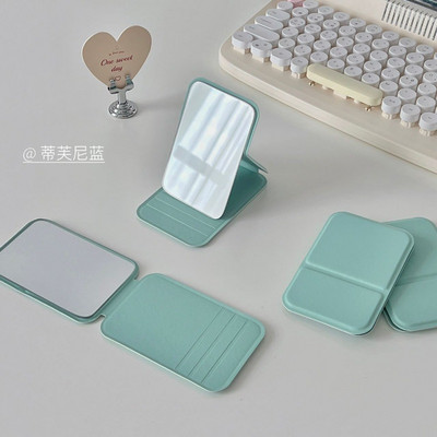 Galddatora kosmētikas spogulis, ciets PU ādas, vienkāršs pārnēsājams rokas kosmētikas spogulis, salokāms studentu kompakts, jauks kabatas galda spogulis