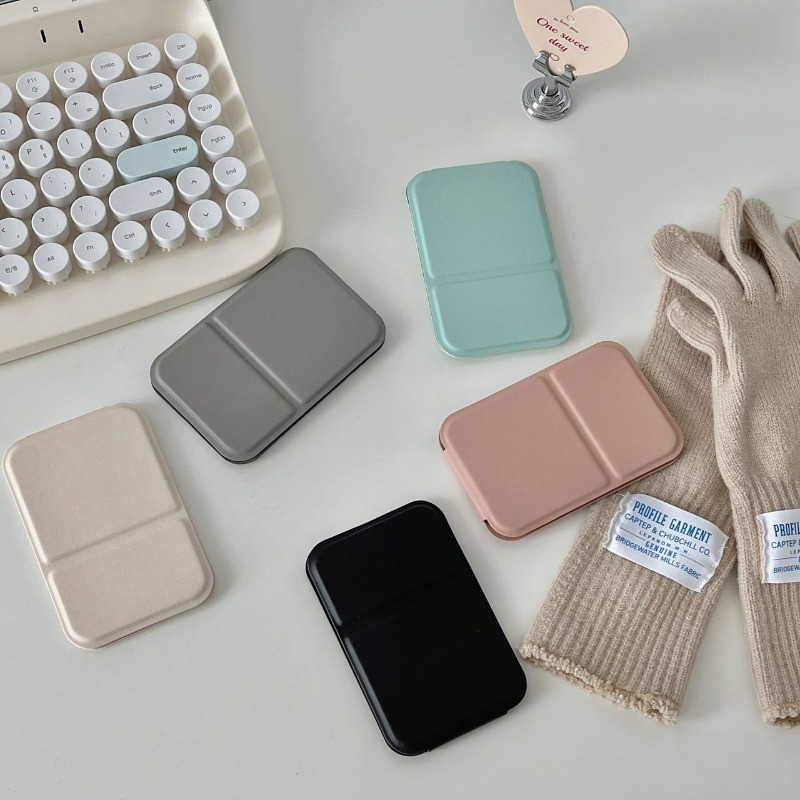 Galddatora kosmētikas spogulis, ciets PU ādas, vienkāršs pārnēsājams rokas kosmētikas spogulis, salokāms studentu kompakts, jauks kabatas galda spogulis