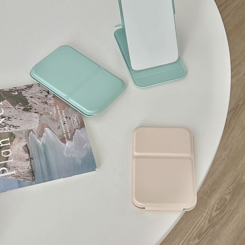 Galddatora kosmētikas spogulis, ciets PU ādas, vienkāršs pārnēsājams rokas kosmētikas spogulis, salokāms studentu kompakts, jauks kabatas galda spogulis