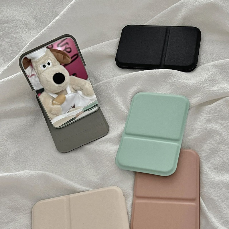 Galddatora kosmētikas spogulis, ciets PU ādas, vienkāršs pārnēsājams rokas kosmētikas spogulis, salokāms studentu kompakts, jauks kabatas galda spogulis