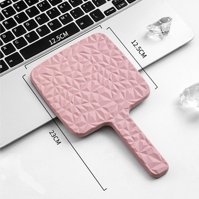 Pārnēsājams Mini Ins šķidras formas rokas spogulis kvadrātveida kosmētikas kosmētiskais spogulis ar rokturi, skaistumkopšanas spoguļi skropstu pieaudzēšanai