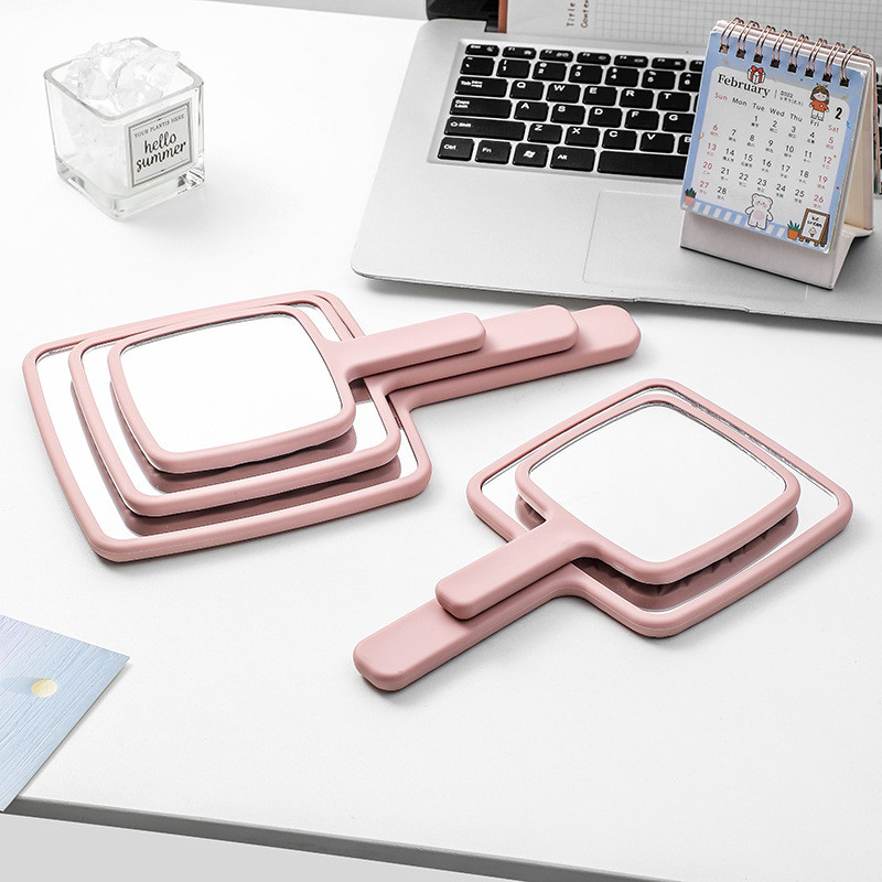 Pārnēsājams Mini Ins šķidras formas rokas spogulis kvadrātveida kosmētikas kosmētiskais spogulis ar rokturi, skaistumkopšanas spoguļi skropstu pieaudzēšanai