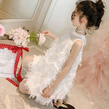 Καλοκαιρινό φόρεμα για κορίτσια 2021 Νέο πριγκίπισσα με φτερό πίσω φιόγκο από διχτυωτό πλέγμα εφήβων για 5 7 9 11 13 χρόνια Μεγάλα παιδικά ρούχα