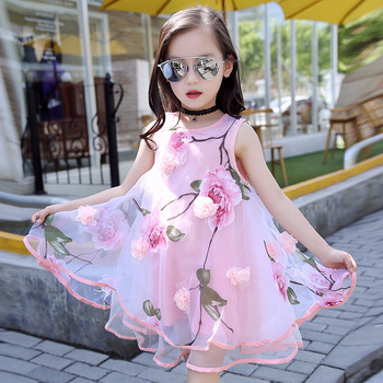 Bohemian Summer Girls Flower Φόρεμα Παιδικά Κοριτσίστικα Φορέματα παραλίας Chiffon Παιδικά Φορέματα Floral Εφηβικά ρούχα για κορίτσια 6 8 10 12 14 Year