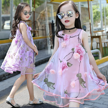 Бохемска лятна рокля на цветя за момичета Детски плажни рокли за момичета Шифонени детски рокли на цветя Дрехи за тийнейджърки 6 8 10 12 14 години