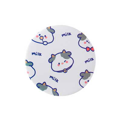 Jauka multfilma, apaļa govs skaistumkopšanas spogulis, pārnēsājams kompakts kabatas kosmētikas spogulis, sieviešu meitenes mini grima spoguļi