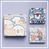 Mini salokāms kosmētikas spogulis jauks kvadrātveida kosmētiskais tualetes spogulis Divpusējs kompakts spogulis Pārnēsājams rokas spoguļi kabatas spogulis