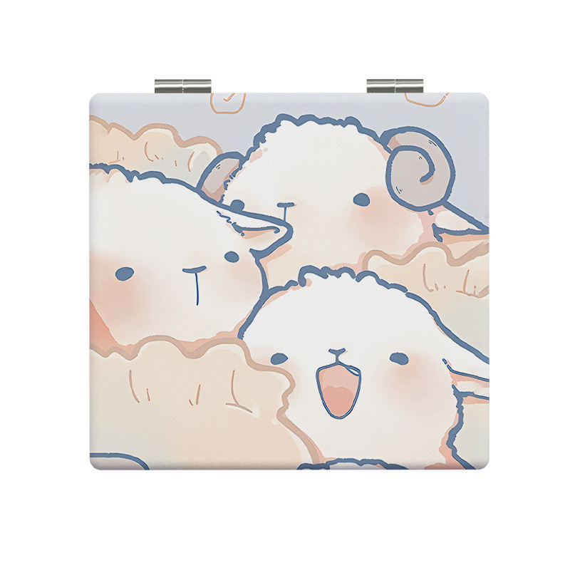 Mini salokāms kosmētikas spogulis jauks kvadrātveida kosmētiskais tualetes spogulis Divpusējs kompakts spogulis Pārnēsājams rokas spoguļi kabatas spogulis