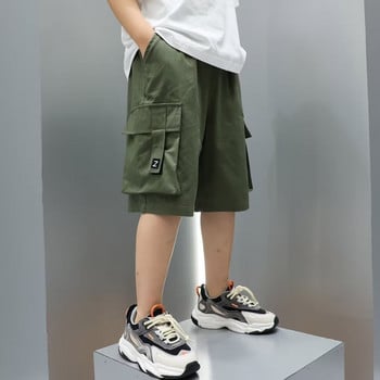 Καλοκαιρινό βαμβακερό σορτς για αγόρια High Street Hip Hop Fashion Big Pocket Shorts Khaki Παιδικά Παντελόνια Casual Παιδικά Ρούχα 2024
