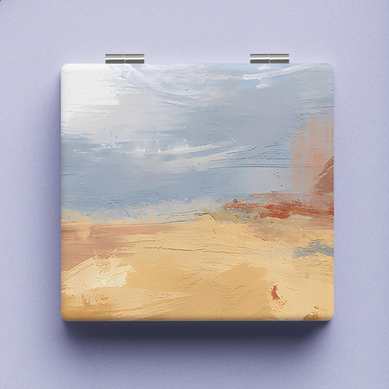 Jauns Abstract Pattern Aplauzums Spogulis Divpusējs Pu Mazs Spogulis Pārnēsājams Salokāms Studentu Kosmētikas Spogulis Sieviešu Kosmētikas Instrumenti