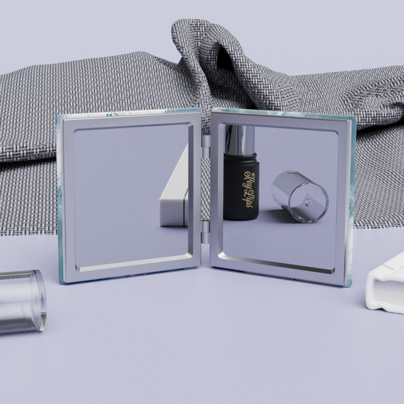 Jauns Abstract Pattern Aplauzums Spogulis Divpusējs Pu Mazs Spogulis Pārnēsājams Salokāms Studentu Kosmētikas Spogulis Sieviešu Kosmētikas Instrumenti