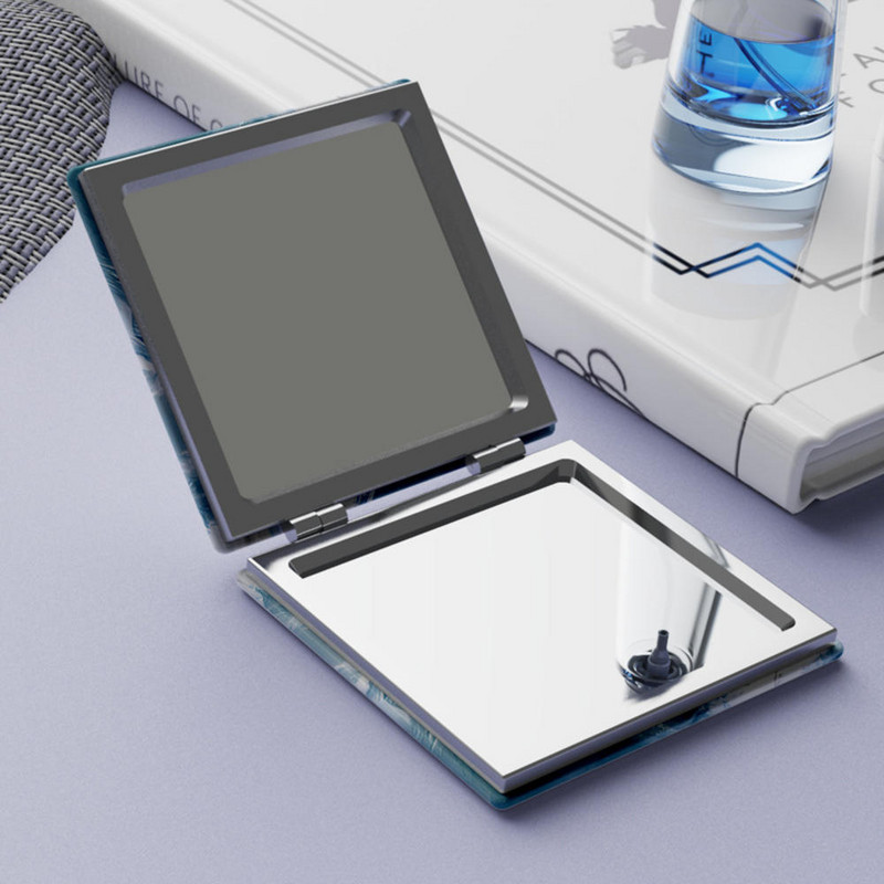 Jauns Abstract Pattern Aplauzums Spogulis Divpusējs Pu Mazs Spogulis Pārnēsājams Salokāms Studentu Kosmētikas Spogulis Sieviešu Kosmētikas Instrumenti