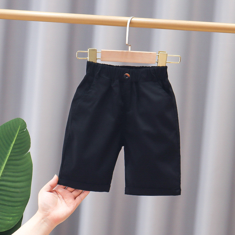 DE PEACH Nyári Tipegő Kisfiúk Alkalmi rövidnadrágok Gyerekek Lányok Térdig érő Nadrágok Gyerekruhák Pamut egyszínű, rugalmas derékrész