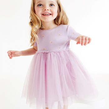 Little maven 2024 Дрехи за момичета Лятна дъгова лилава мрежеста рокля на принцеса Рокли за момичета 2023 Сватбена рокля за Детско лято